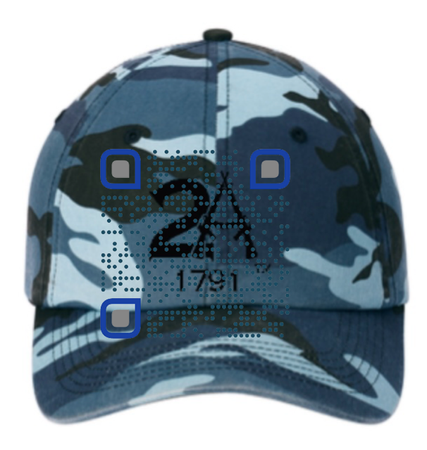 Second Amendment 1791 - Black Logo on Blue Camo Hat